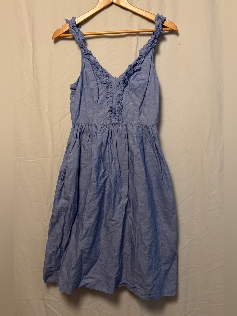 Banana Republic Linen blend ruffle midi dress in blue